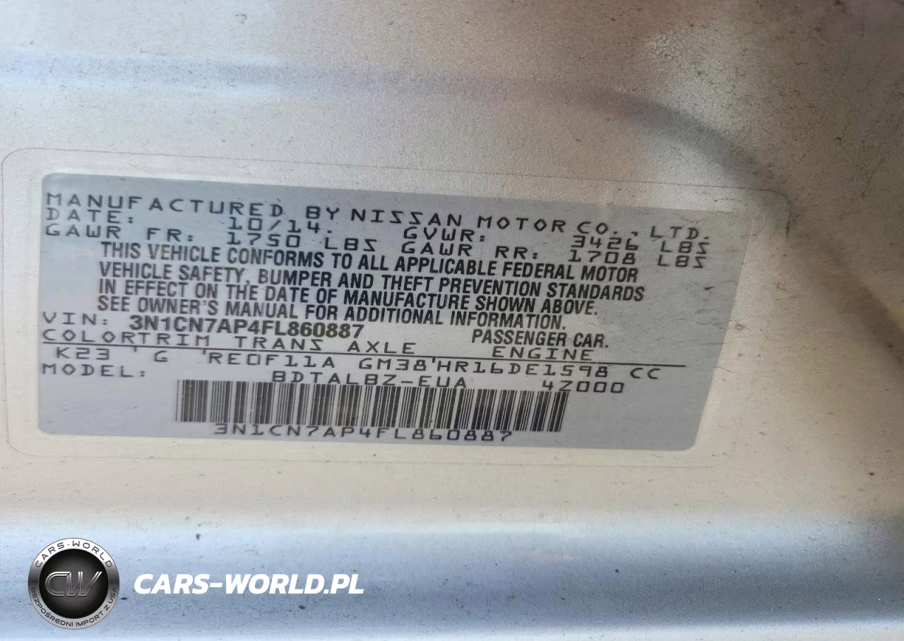 2015 Nissan Versa 1.6 Sv VIN:3N1CN7AP4FL860887 - 13