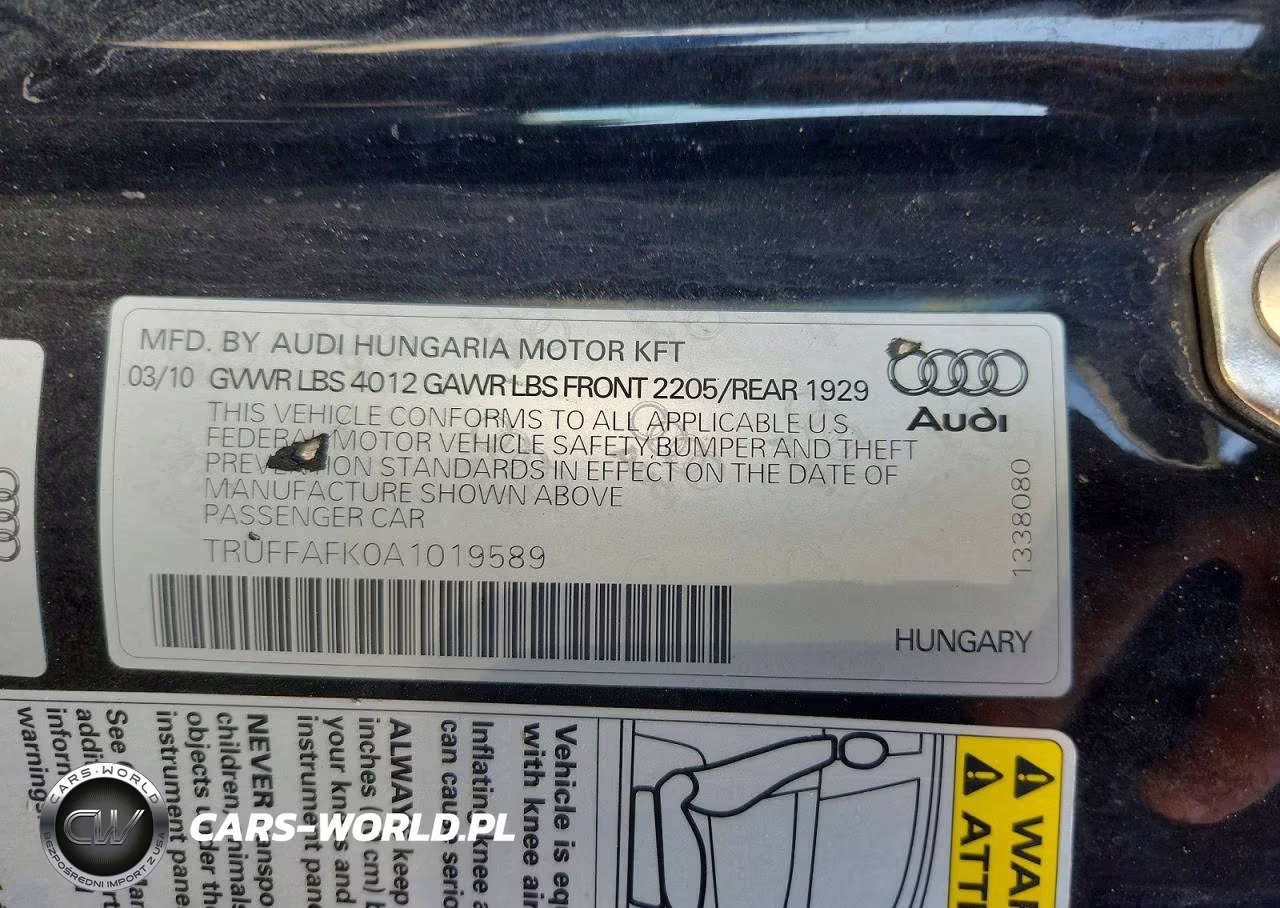 2010 Audi Tt Premium Plus VIN:TRUFFAFK0A1019589 - 12