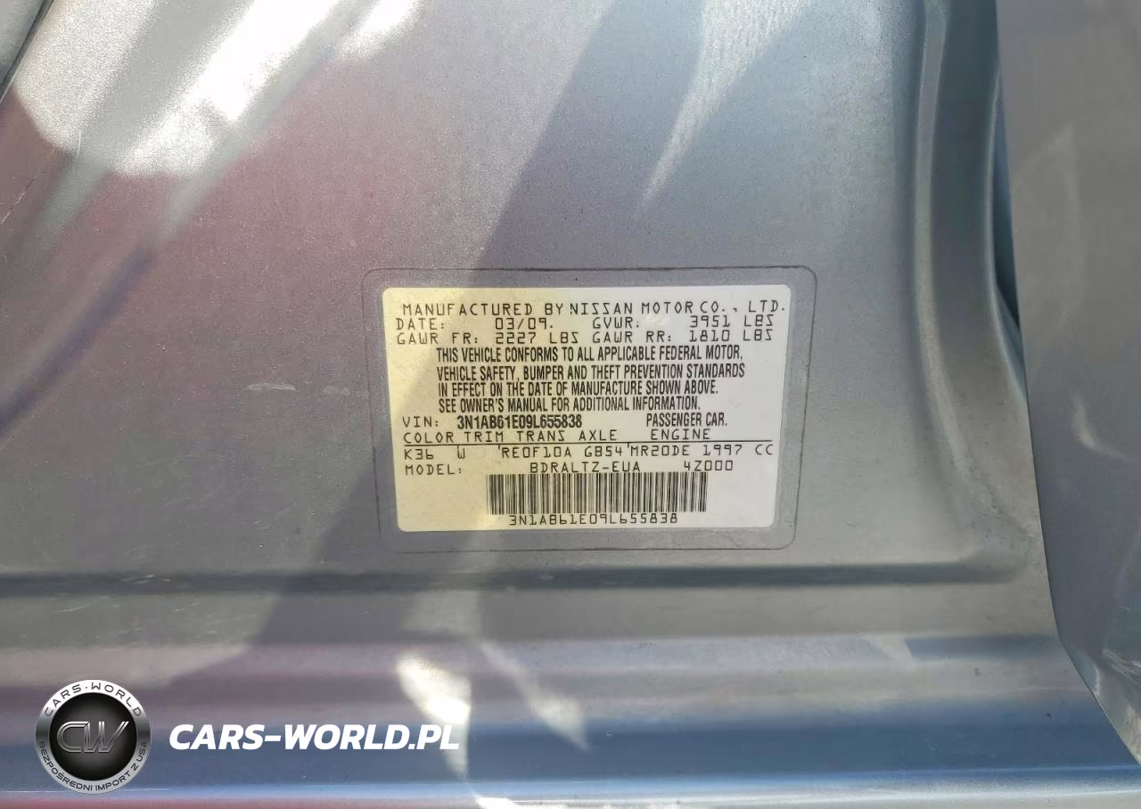 2009 Nissan Sentra 2.0 VIN:3N1AB61E09L655838 - 12