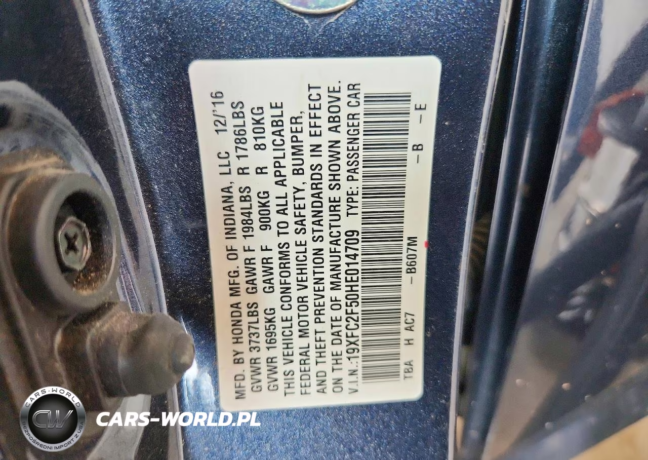 2017 Honda Civic Lx VIN:19XFC2F50HE014709 - 12