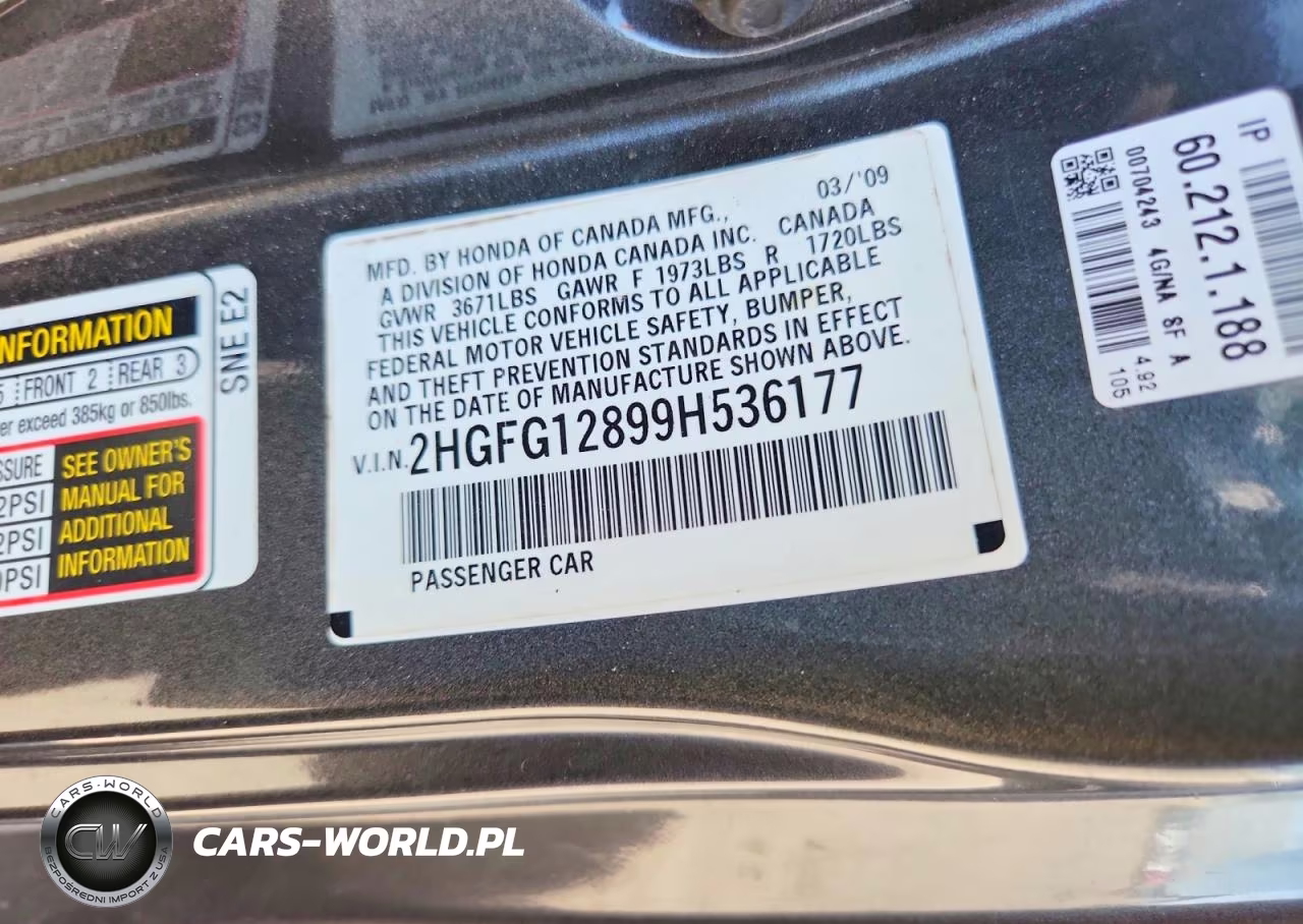 2009 Honda Civic Ex VIN:2HGFG12899H536177 - 12