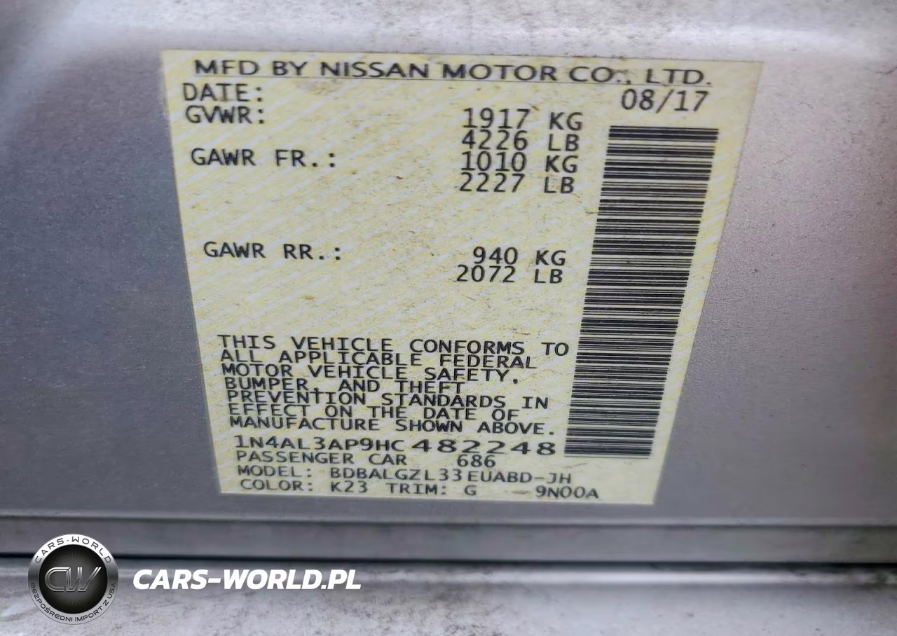 2017 Nissan Altima 2.5 S VIN:1N4AL3AP9HC482248 - 12