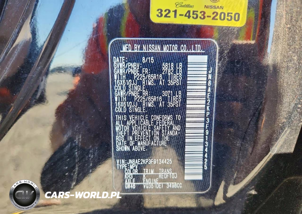 2015 Nissan Quest 3.5 S VIN:JN8AE2KP3F9134425 - 13