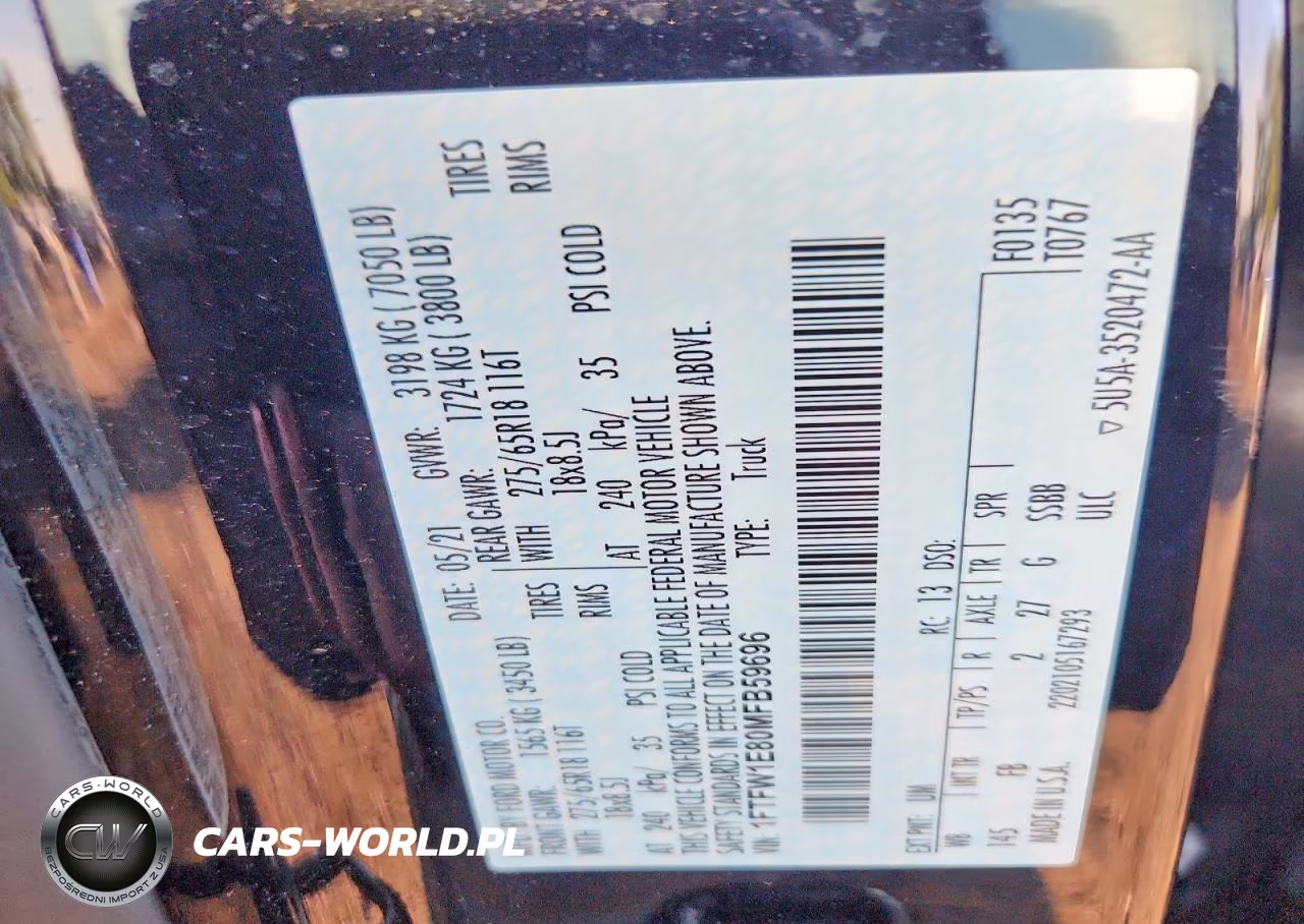 2021 Ford F150 Supercrew VIN:1FTFW1E80MFB59696 - 12