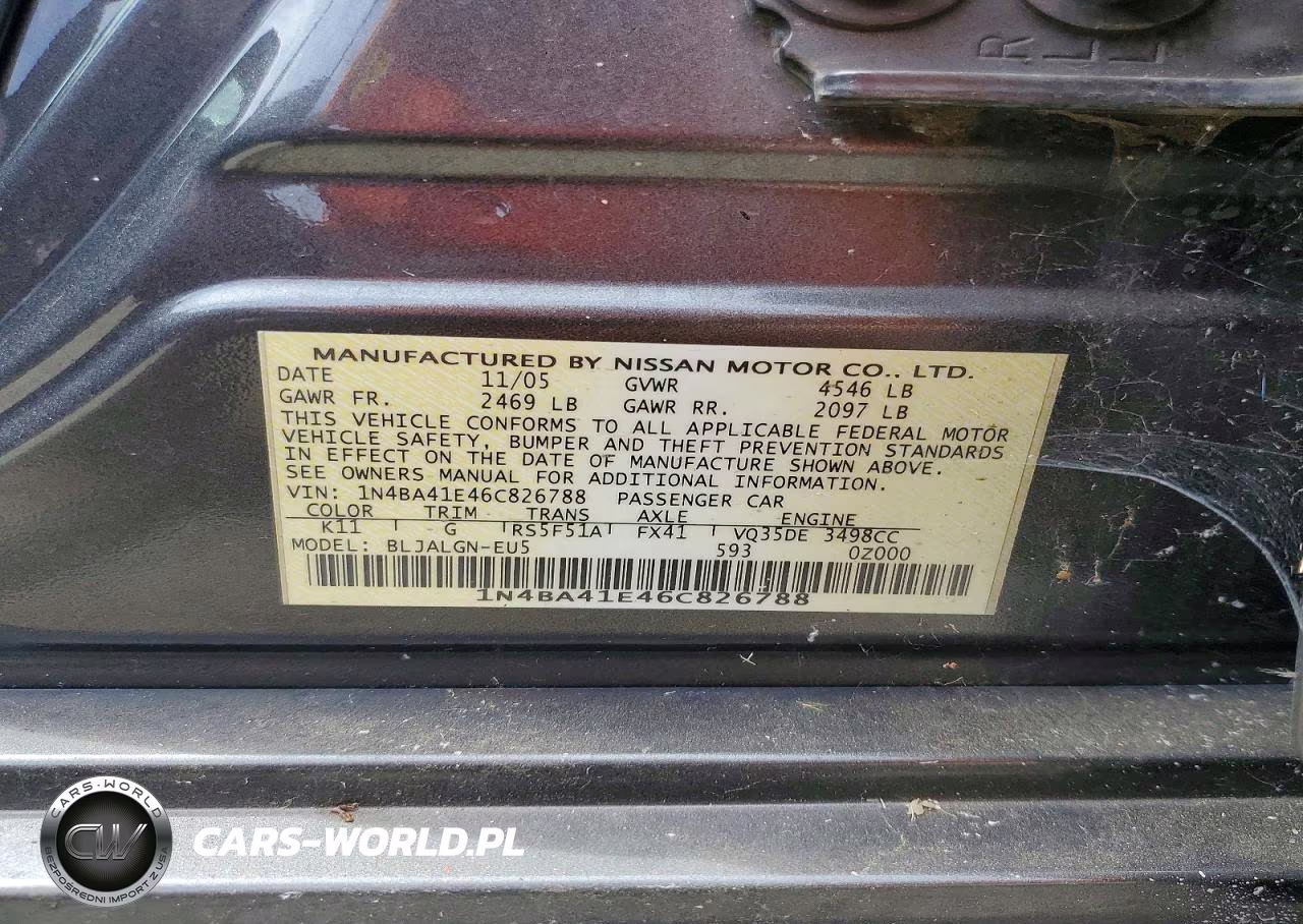 2006 Nissan Maxima 3.5 Se VIN:1N4BA41E46C826788 - 12