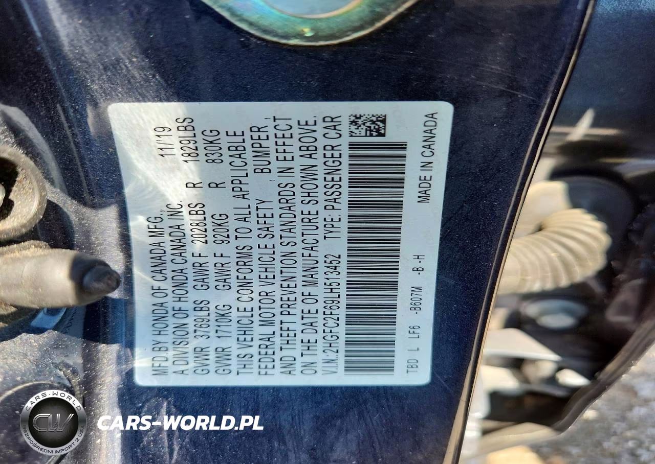 2020 Honda Civic Lx VIN:2HGFC2F69LH513452 - 12