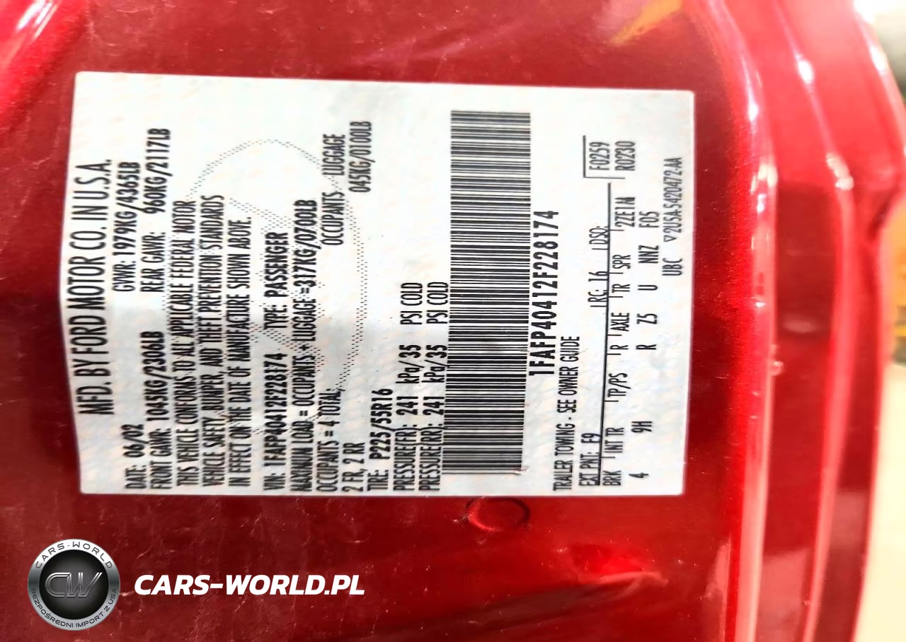 2002 Ford Mustang VIN:1FAFP40412F228174 - 12