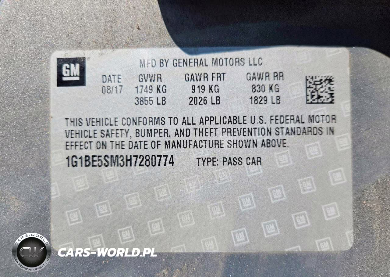 2017 Chevrolet Cruze Lt VIN:1G1BE5SM3H7280774 - 12