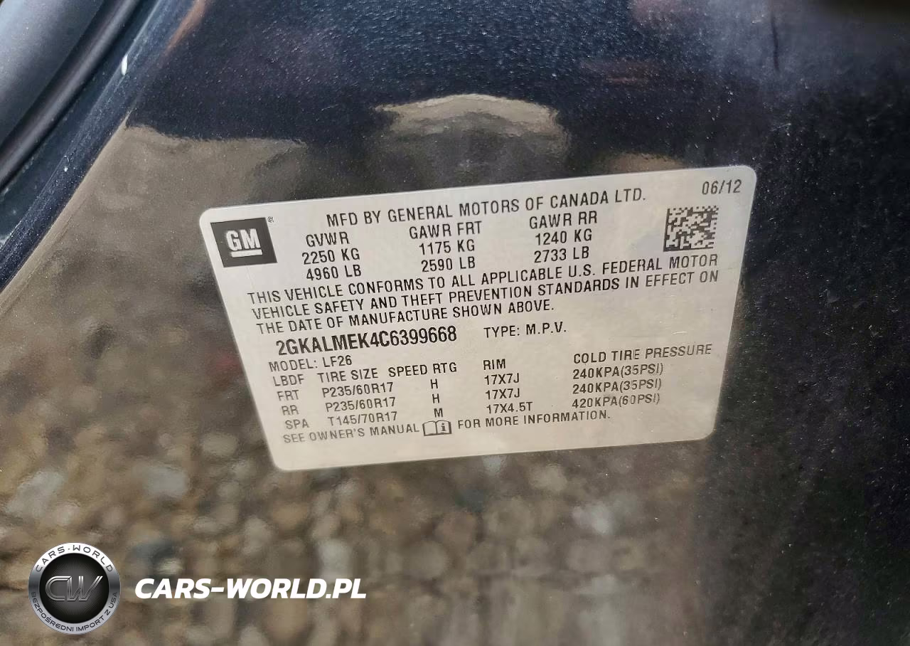2012 GMC Terrain Sle VIN:2GKALMEK4C6399668 - 13