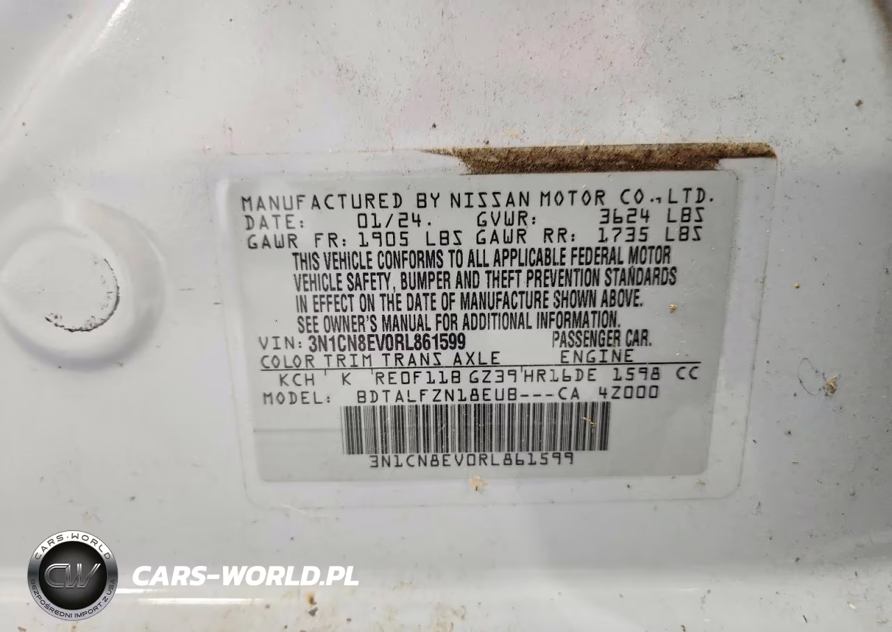 2024 Nissan Versa Sv VIN:3N1CN8EV0RL861599 - 12