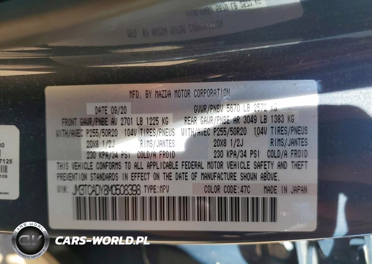 2021 Mazda Cx-9 Grand Touring VIN:JM3TCADY8M0508398 - 13