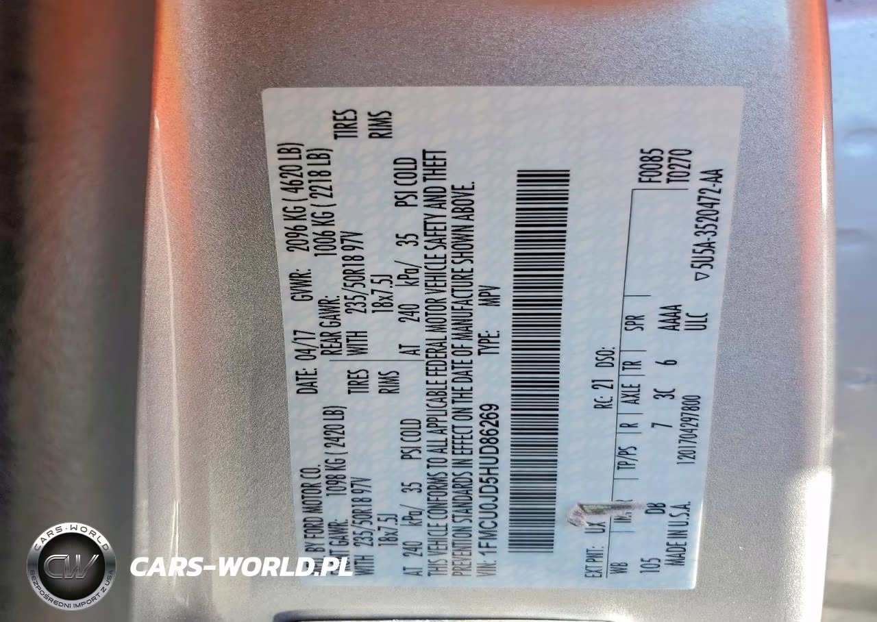 2017 Ford Escape Titanium VIN:1FMCU0JD5HUD86269 - 13