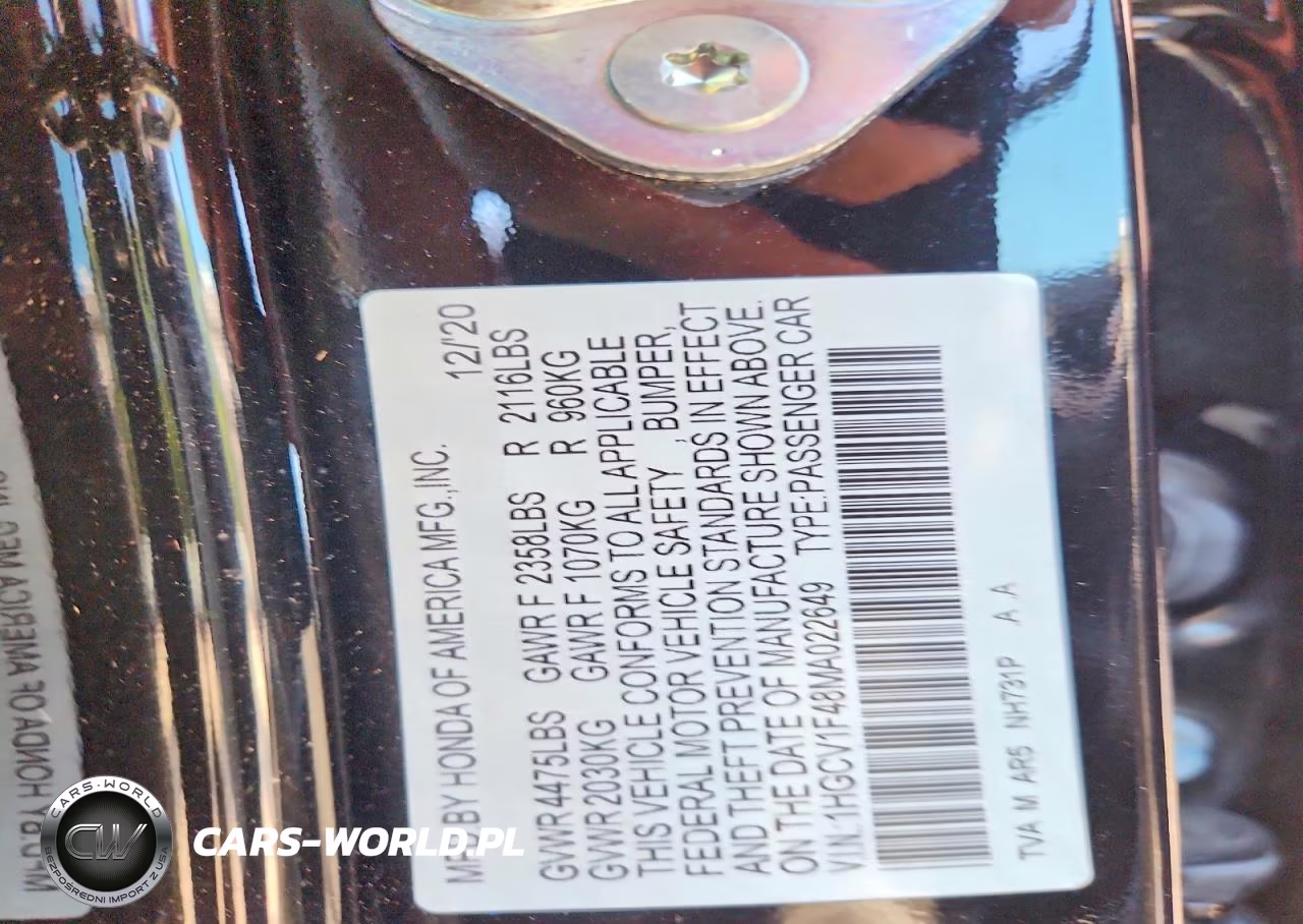 2021 Honda Accord Sport Se VIN:1HGCV1F48MA022649 - 13