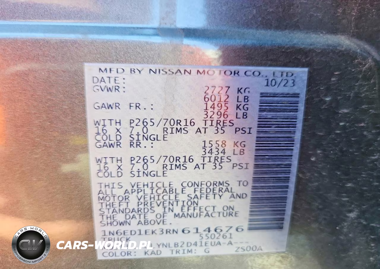 2024 Nissan Frontier Sv VIN:1N6ED1EK3RN614676 - 13