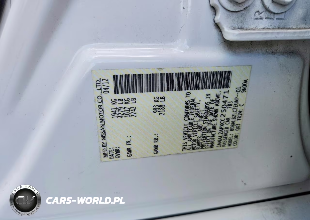 2012 Nissan Altima 2.5 VIN:1N4AL2APXCC250471 - 12