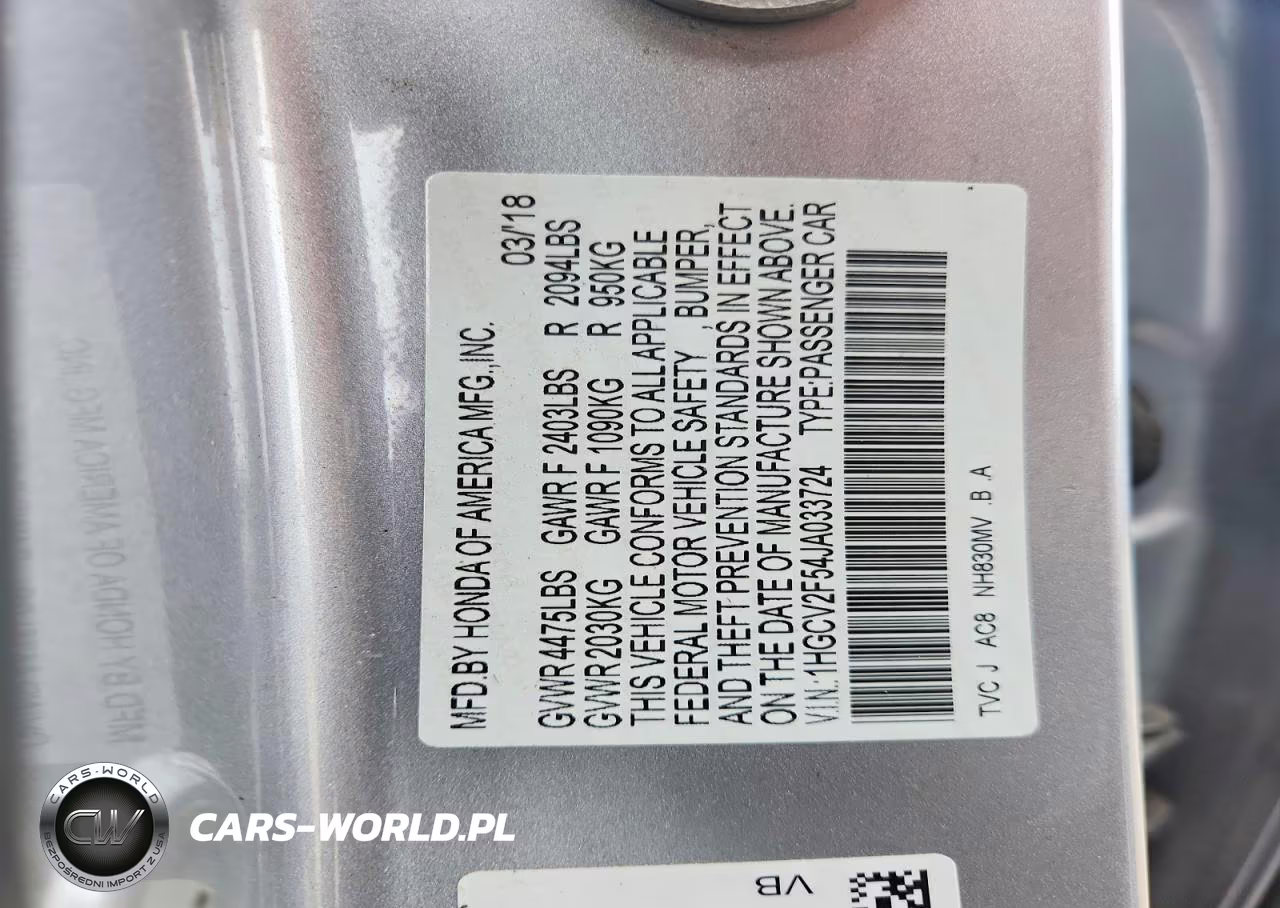 2018 Honda Accord Exl VIN:1HGCV2F54JA033724 - 12