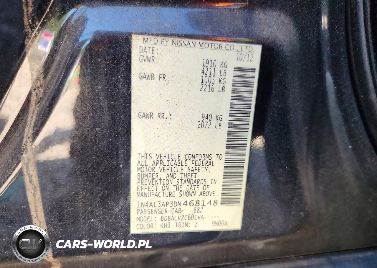 2013 Nissan Altima 2.5 VIN:1N4AL3AP3DN468148 - 12