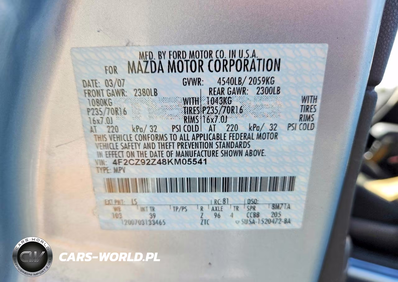 2008 Mazda Tribute I VIN:4F2CZ92Z48KM05541 - 13