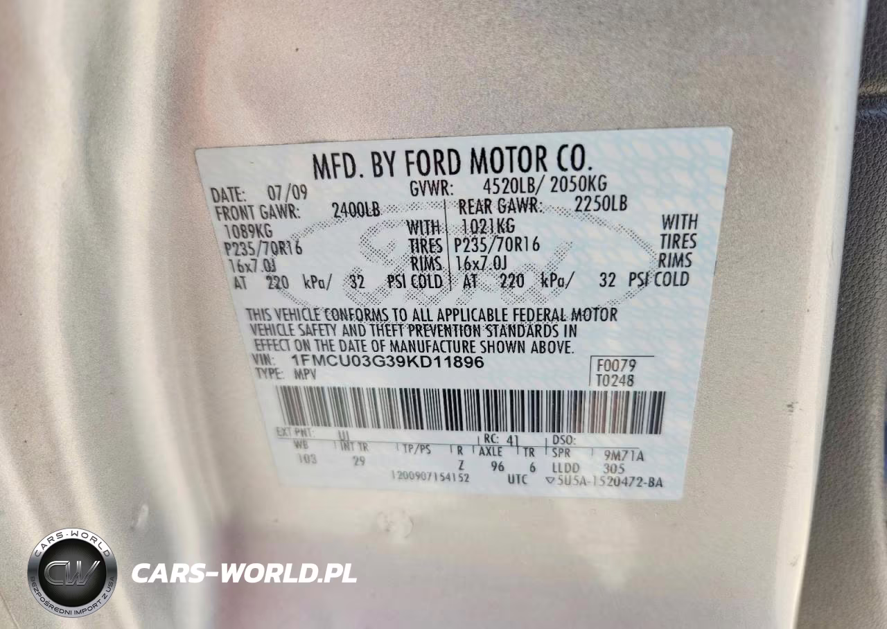 2009 Ford Escape Xlt VIN:1FMCU03G39KD11896 - 14