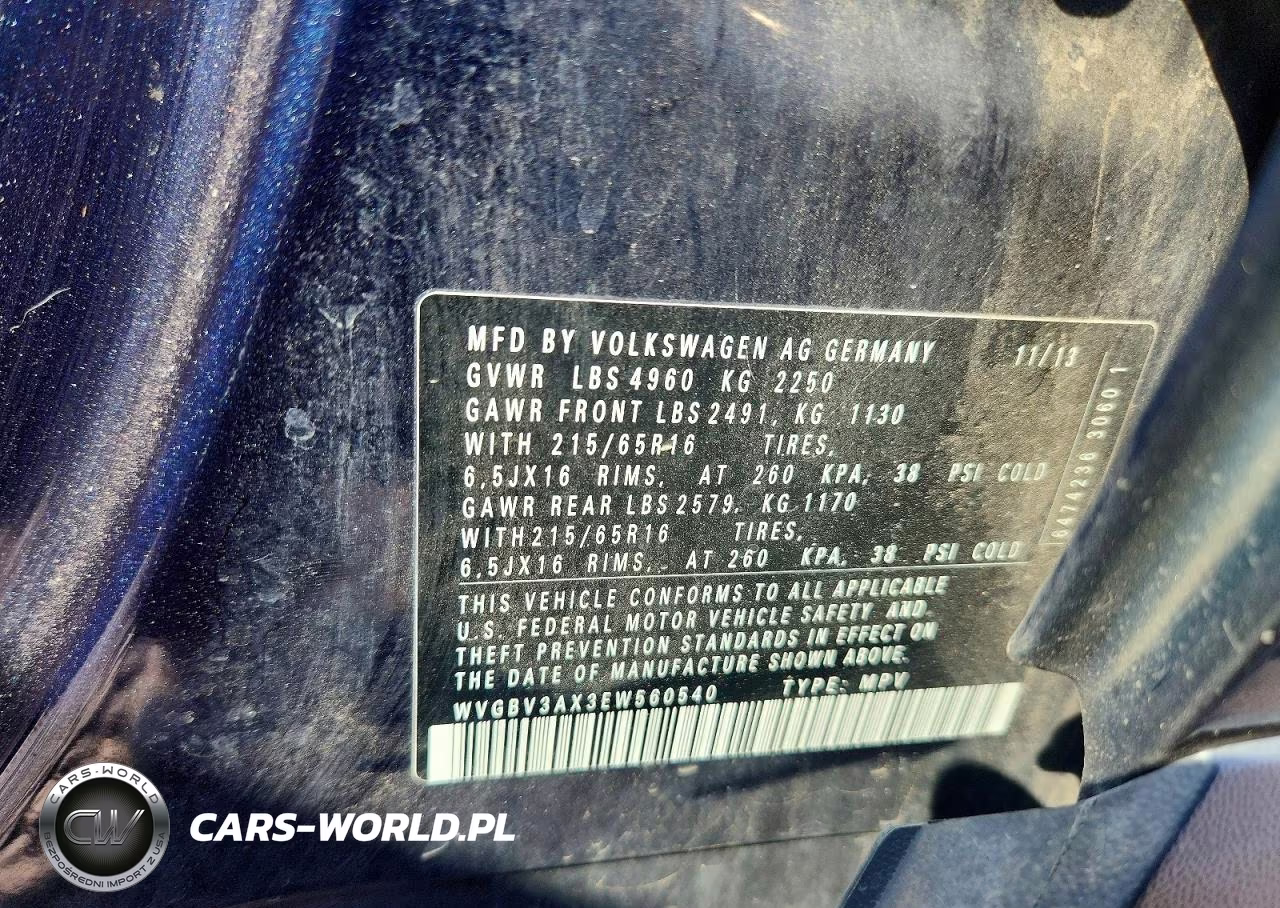 2014 Volkswagen Tiguan S VIN:WVGBV3AX3EW560540 - 13