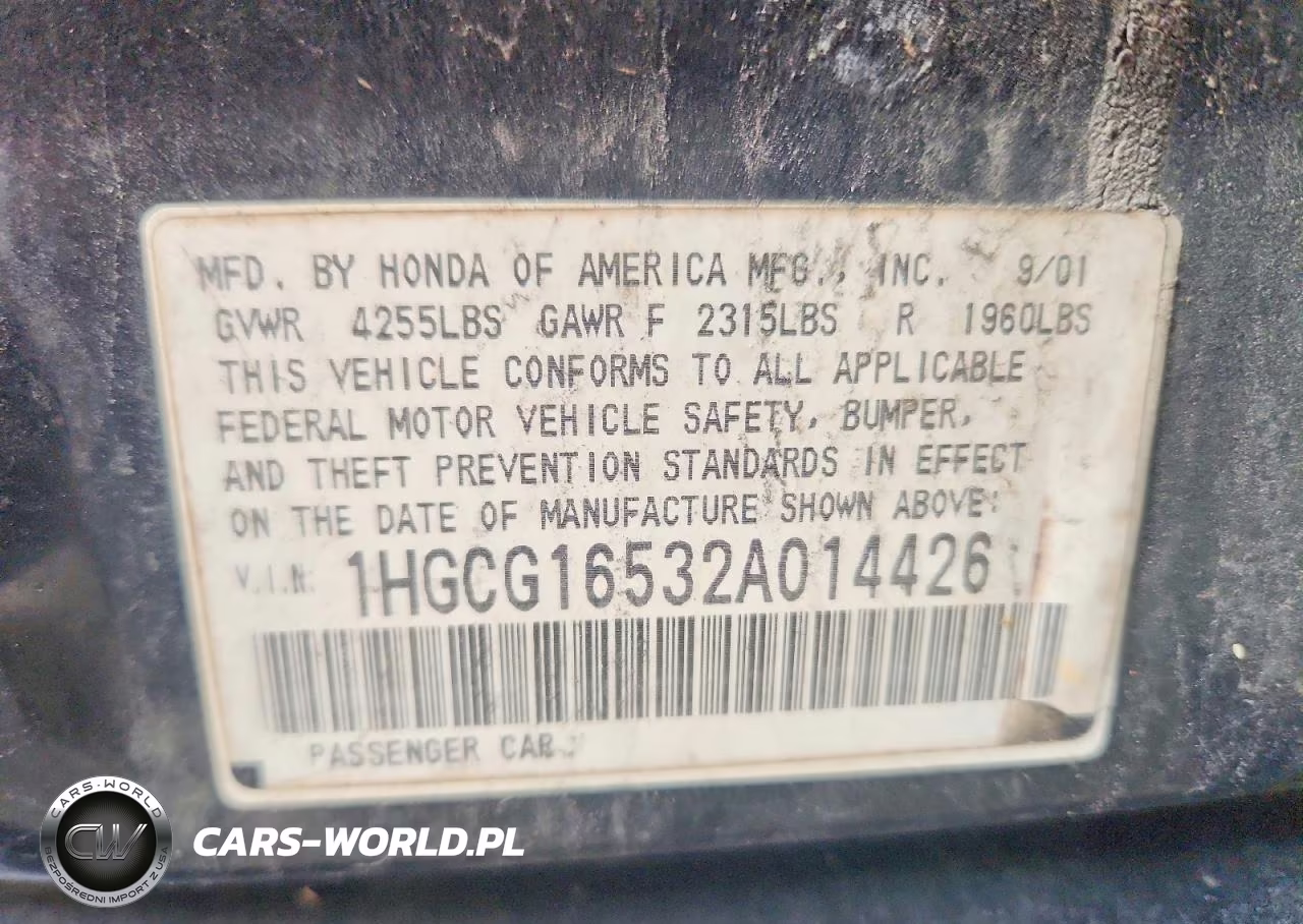 2002 Honda Accord Ex VIN:1HGCG16532A014426 - 13