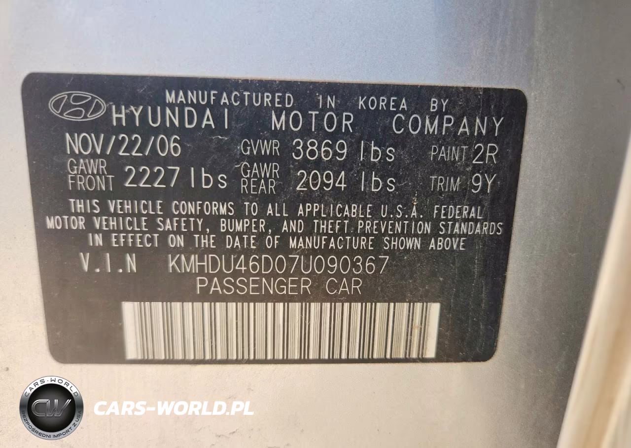 2007 Hyundai Elantra Gls VIN:KMHDU46D07U090367 - 12