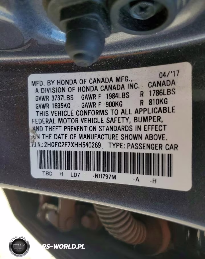 2017 Honda Civic Ex VIN:2HGFC2F7XHH540269 - 12