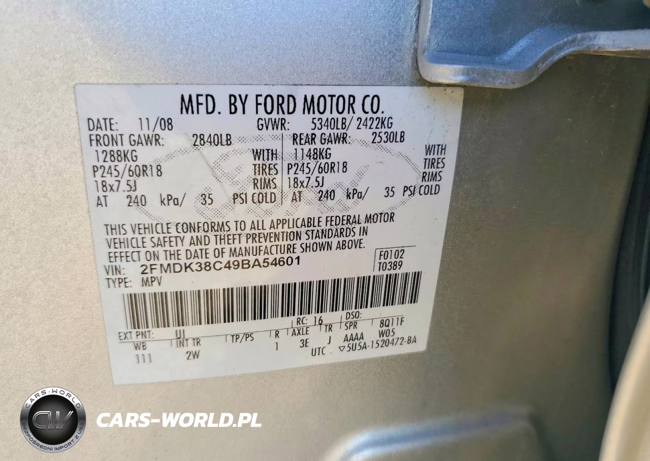 2009 Ford Edge Sel VIN:2FMDK38C49BA54601 - 13