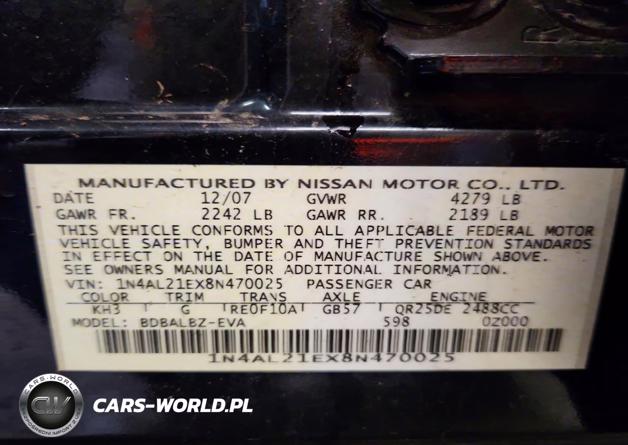 2008 Nissan Altima 2.5 VIN:1N4AL21EX8N470025 - 12