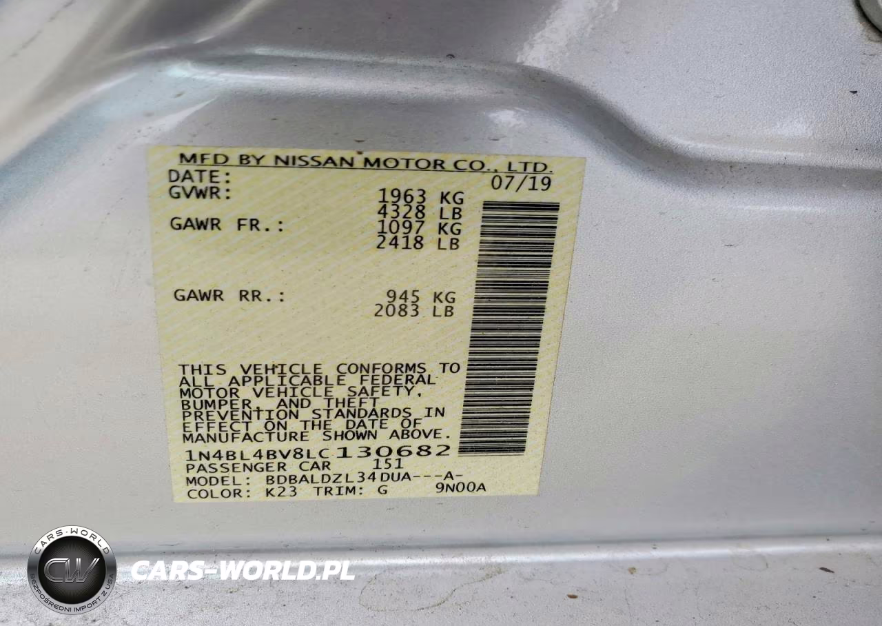 2020 Nissan Altima S VIN:1N4BL4BV8LC130682 - 13