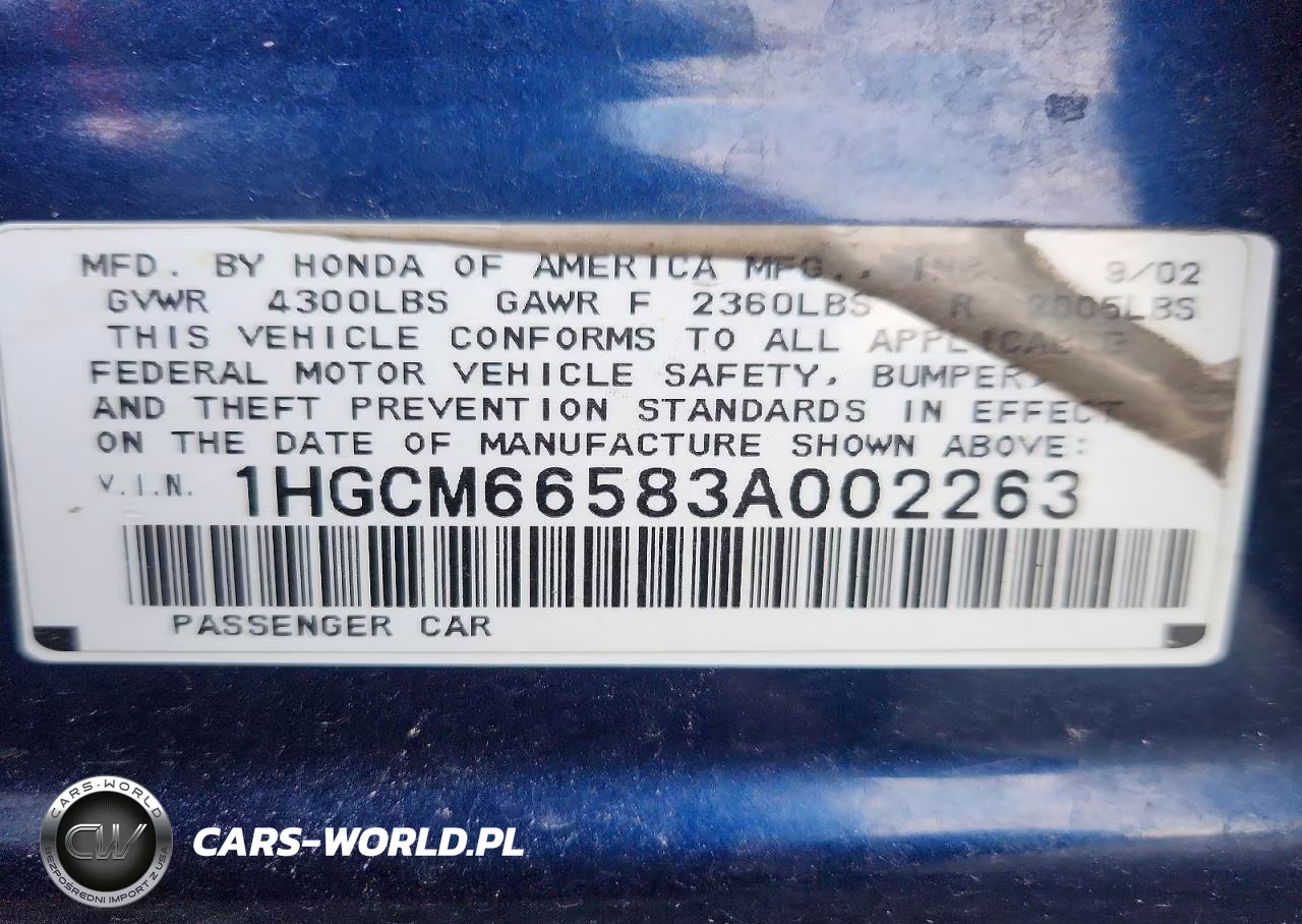 2003 Honda Accord Ex VIN:1HGCM66583A002263 - 12