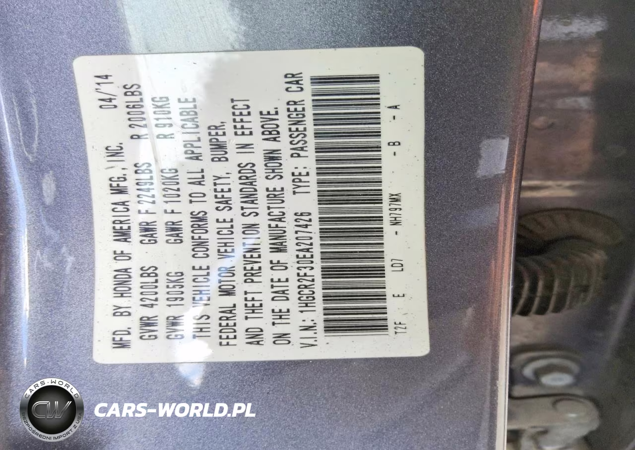 2014 Honda Accord Lx VIN:1HGCR2F30EA207426 - 12