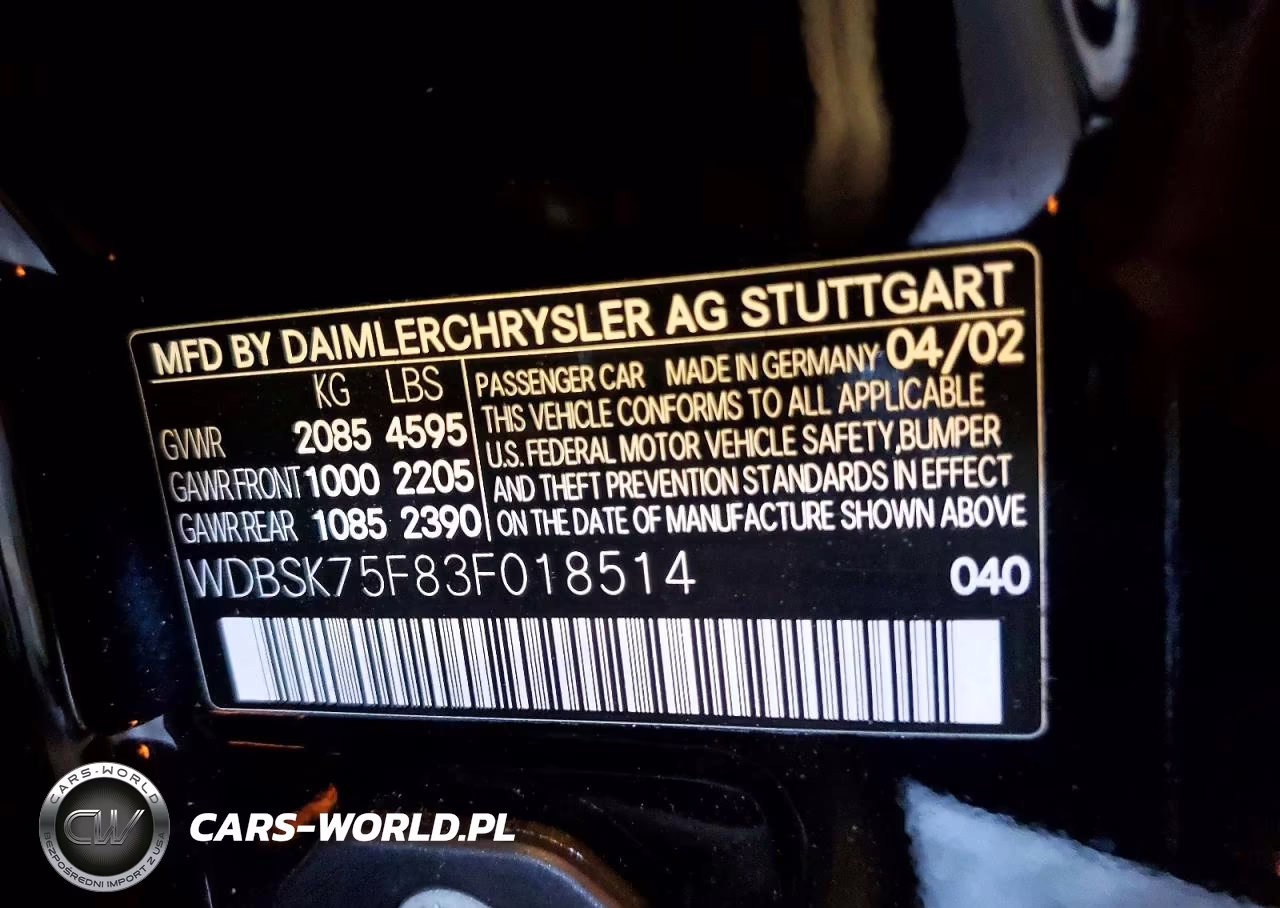 2003 Mercedes-Benz Sl 500R VIN:WDBSK75F83F018514 - 12