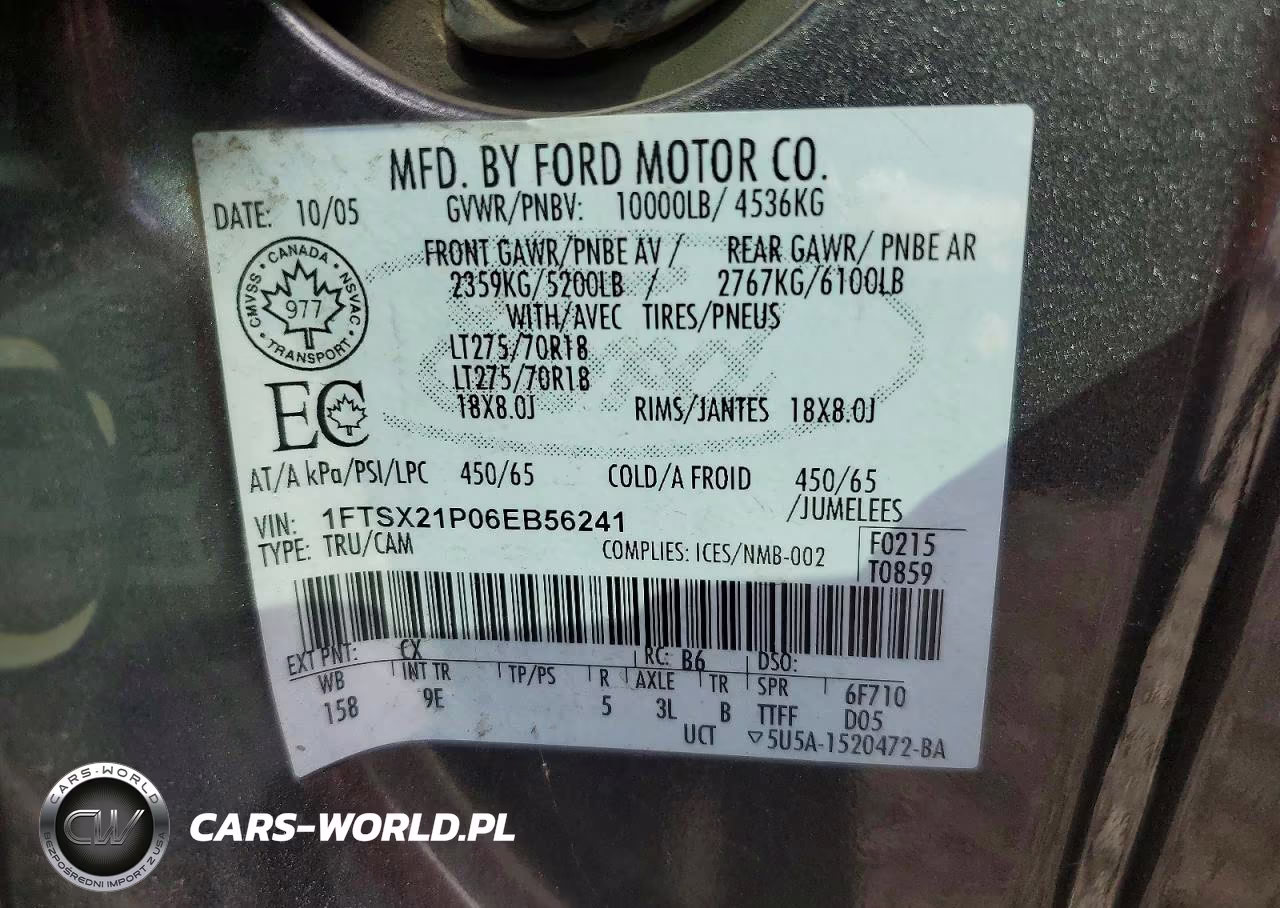 2006 Ford F250 Super Duty VIN:1FTSX21P06EB56241 - 12