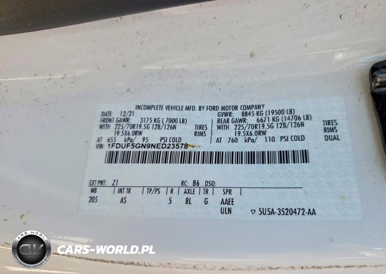 2022 Ford F550 Super Duty VIN:1FDUF5GN9NED23578 - 12