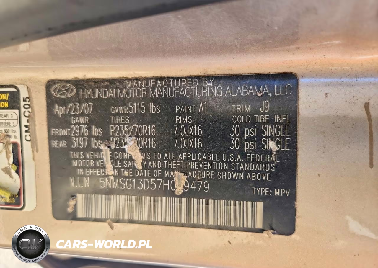 2007 Hyundai Santa Fe Gls VIN:5NMSG13D57H099479 - 13