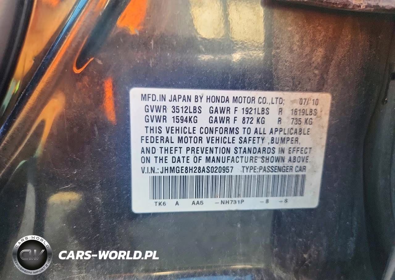 2010 Honda Fit VIN:JHMGE8H28AS020957 - 12