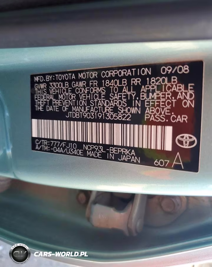 2009 Toyota Yaris Base VIN:JTDBT903191305822 - 12