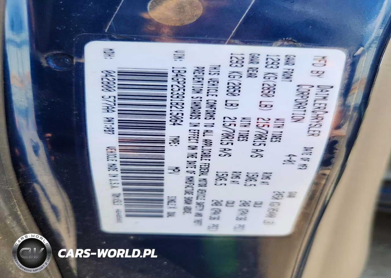2001 Dodge Caravan Se VIN:1B4GP25391B215064 - 13