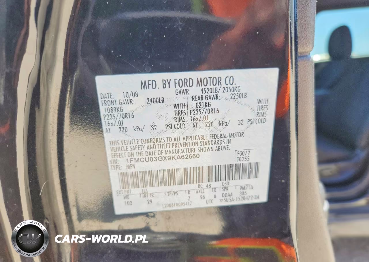 2009 Ford Escape Xlt VIN:1FMCU03GX9KA62660 - 12
