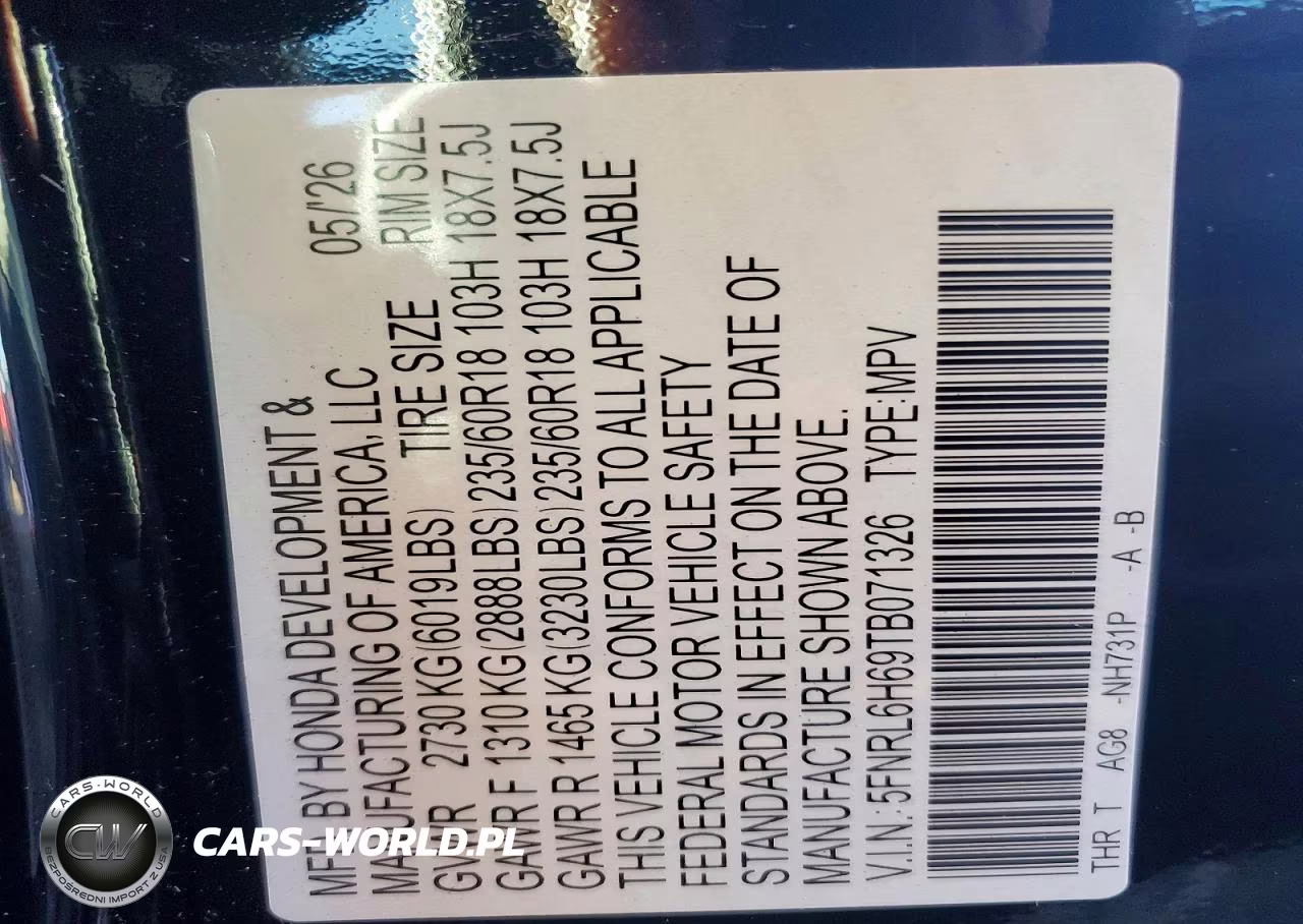 2026 Honda Odyssey Exl VIN:5FNRL6H69TB071326 - 13