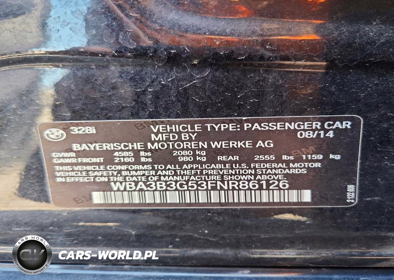 2015 BMW 328 Xi VIN:WBA3B3G53FNR86126 - 12