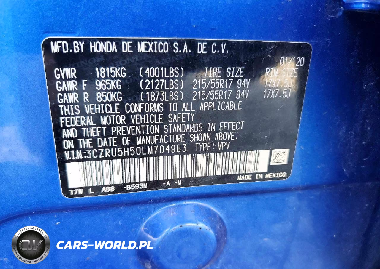 2020 Honda Hr-V Ex VIN:3CZRU5H50LM704963 - 13