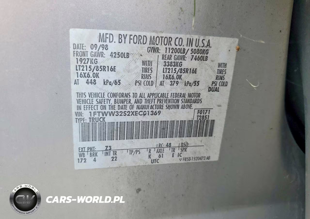 1999 Ford F350 Super Duty VIN:1FTWW32S2XEC01369 - 12
