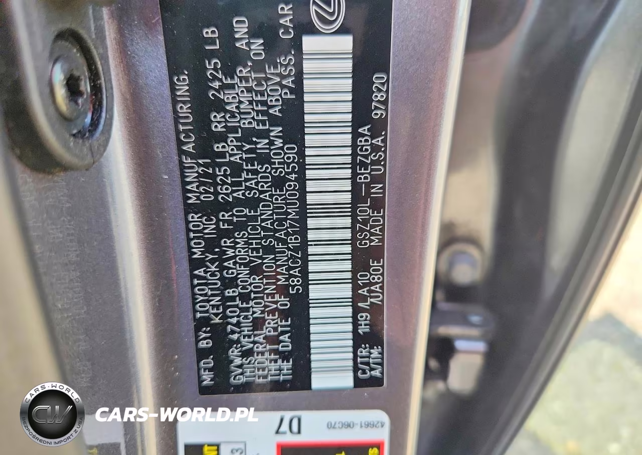 2021 Lexus Es 350 Base VIN:58ACZ1B17MU094590 - 12