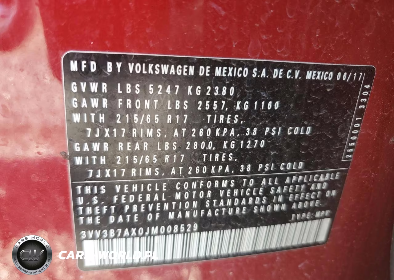 2018 Volkswagen Tiguan Se VIN:3VV3B7AX0JM008529 - 13
