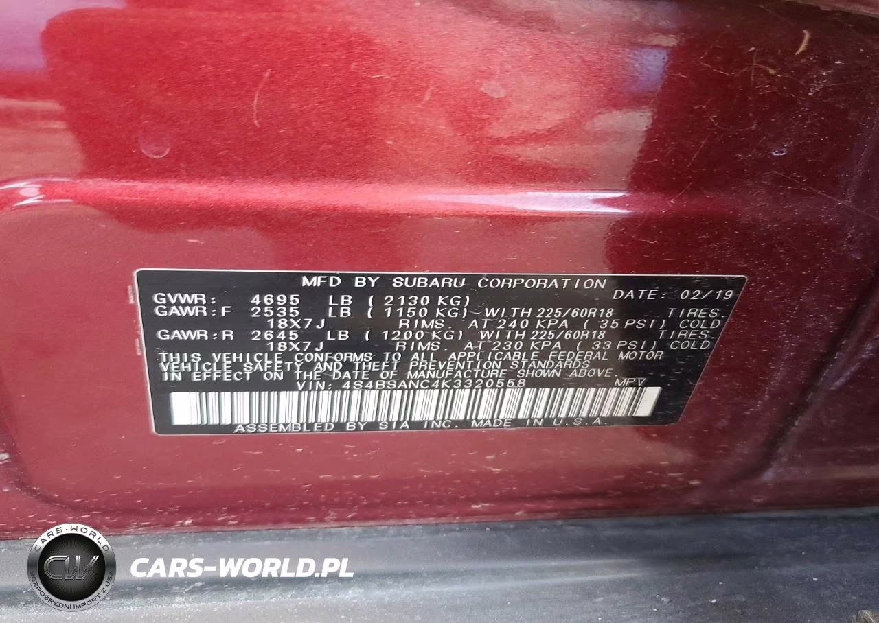 2019 Subaru Outback 2.5I Limited VIN:4S4BSANC4K3320558 - 13