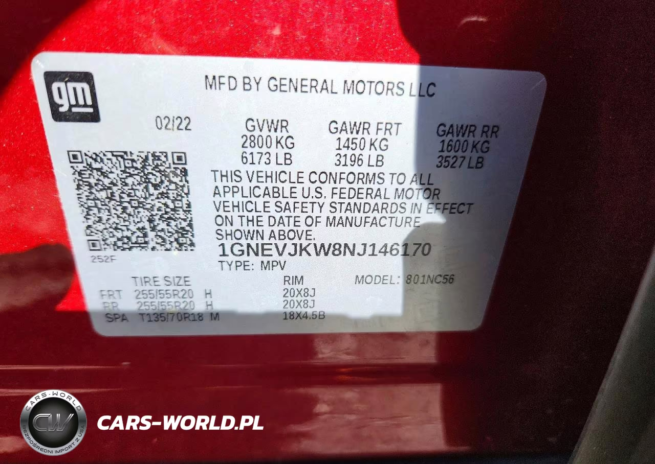 2022 Chevrolet Traverse Rs VIN:1GNEVJKW8NJ146170 - 13