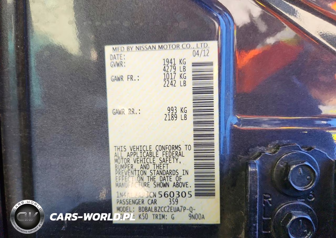 2012 Nissan Altima 2.5 S VIN:1N4AL2AP3CN560305 - 12