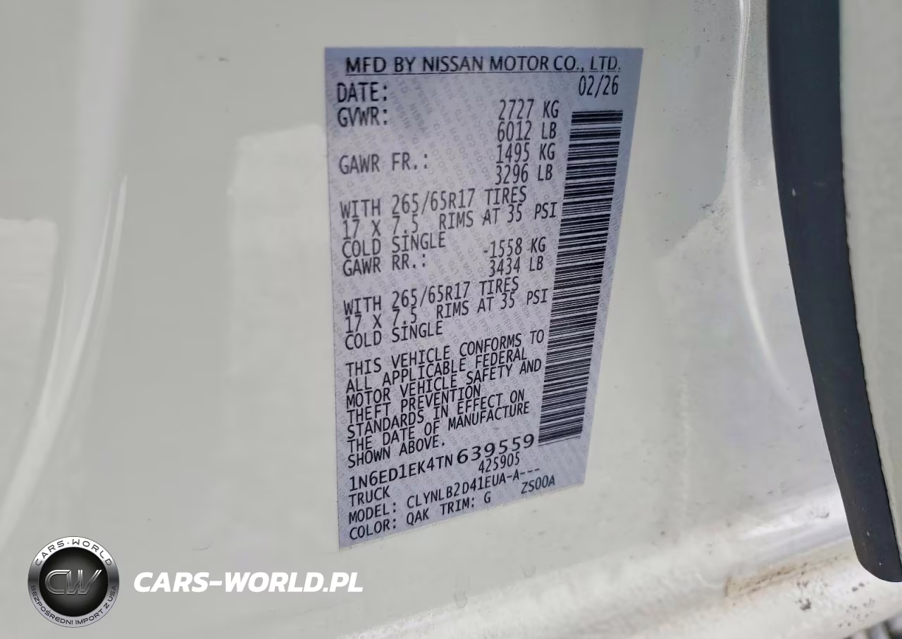 2026 Nissan Frontier S VIN:1N6ED1EK4TN639559 - 13
